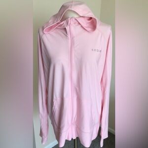 Tesla Light Pink Poly Stretch Hoodie Women’s Long Sleeve Sz 2XL